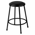 Interion By Global Industrial Interion 24inH Steel Work Stool with Vinyl Seat, Backless, Black, 2PK B2217231